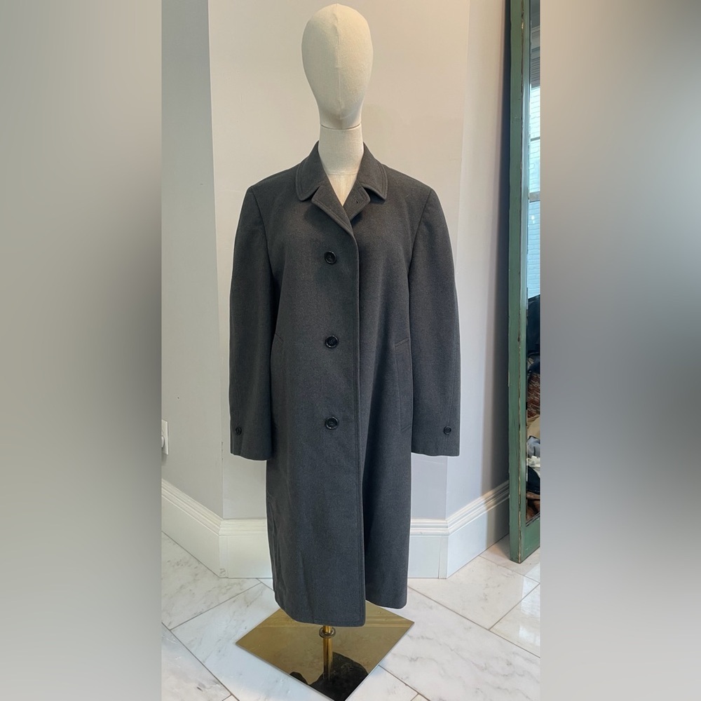 Griffon Clothes Vintage Wool Trench Coat Pea Coat Lined Gray Mens